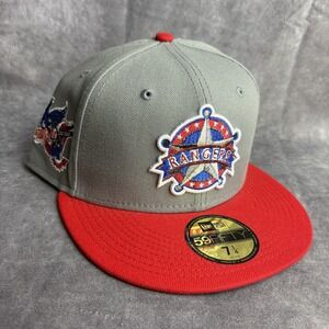 Texas Rangers New Era 59Fifty‎ Hat 7 1/4 Grey Baseball Hawk MLB NEW